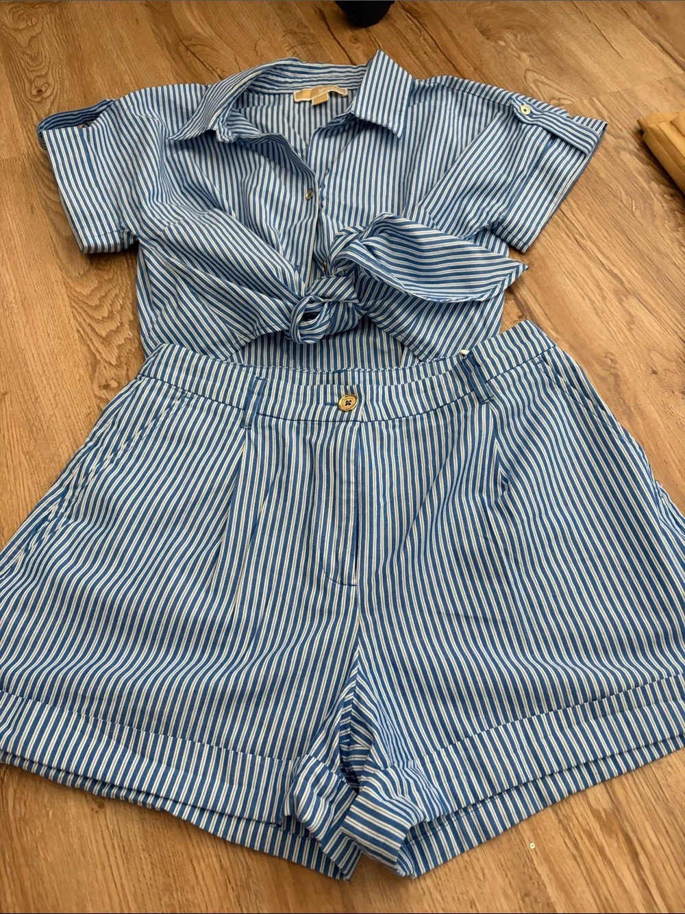 Michael Kors Blue & White Striped Two-Piece Set